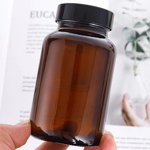 C) ガラス広口キャプボトル(茶色) 500ml - YOKIプラザ - 化粧品容器