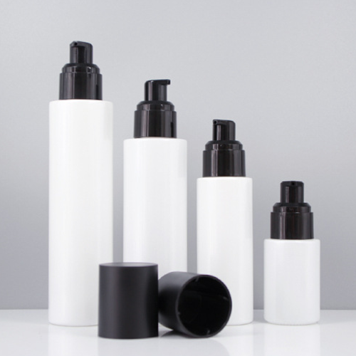 C) ガラスワンドロップポンプ(パールホワイト×黒キャップ) 120ml - YOKIプラザ - 化粧品容器