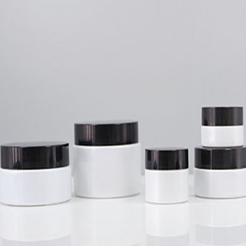 C) ガラスクリームジャー(白×黒キャップ) 50g - YOKIプラザ - 化粧品容器