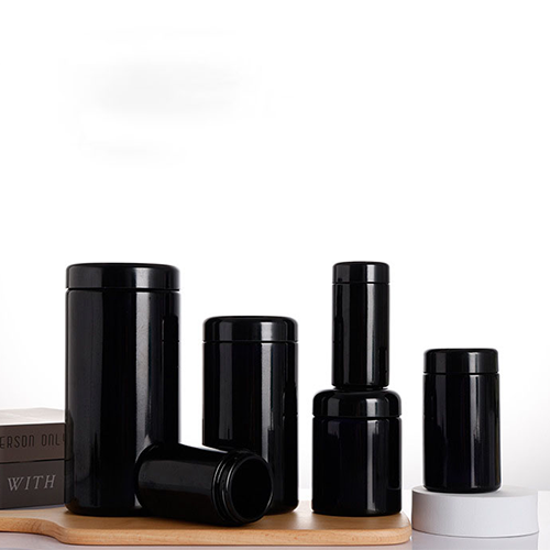 C) ガラス広口キャプボトル(黒) 1000ml - YOKIプラザ - 化粧品容器
