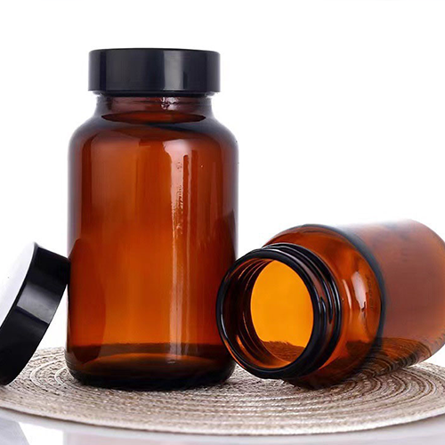 C) ガラス広口キャプボトル(茶色) 500ml - YOKIプラザ - 化粧品容器