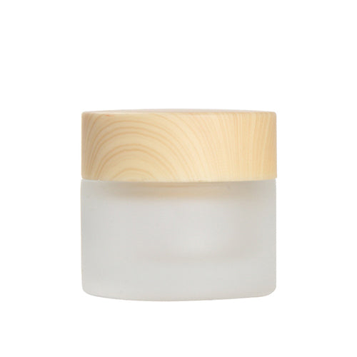 C) ガラスクリームジャー(半透明×木目キャップ) 50g - YOKIプラザ - 化粧品容器