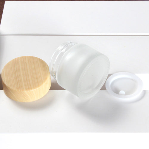 C) ガラスクリームジャー(半透明×木目キャップ) 50g - YOKIプラザ - 化粧品容器