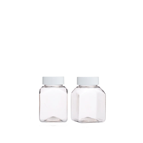 D) 広口キャップボトル(一重キャップ・角型 透明) K120ml_PET - YOKIプラザ - 化粧品容器