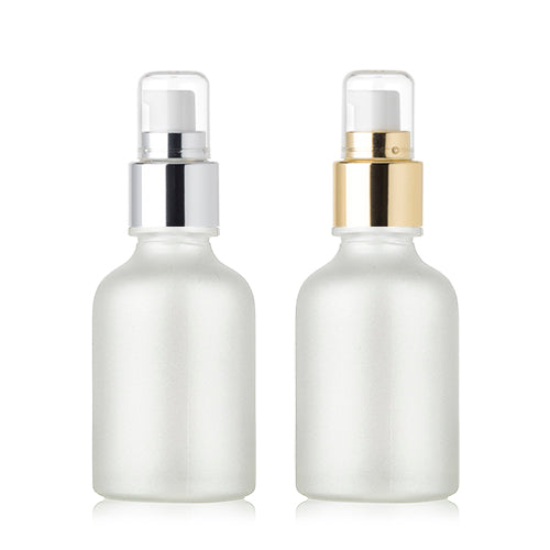 L) 金冠・銀冠オイル用ガラスポンプボトル(半透明パール) CW50ml - YOKIプラザ - 化粧品容器