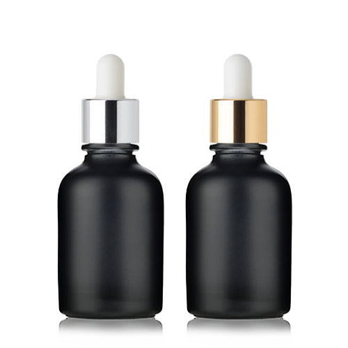 L) 金冠・銀冠ガラススポイトボトル(黒マット) CW50ml - YOKIプラザ - 化粧品容器