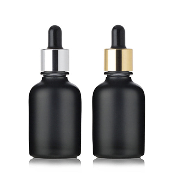 L) 金冠・銀冠ガラススポイトボトル(黒マット) CW50ml - YOKIプラザ - 化粧品容器