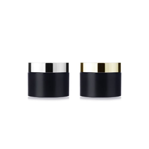 L) クリームジャー(中蓋付・黒×金銀キャップ) C50g_PP - YOKIプラザ - 化粧品容器