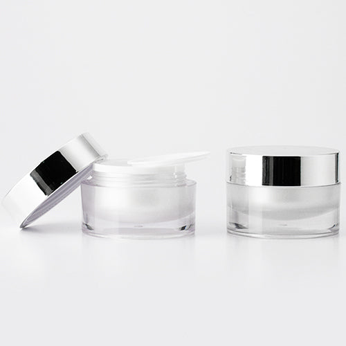L) アクリルクリームジャー(パール・シルバーキャップ) C30g - YOKIプラザ - 化粧品容器