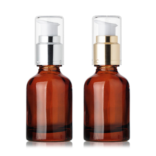 L) 金冠・銀冠ガラスドロップポンプ(茶色) CW50ml - YOKIプラザ - 化粧品容器