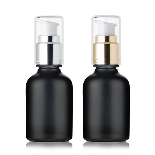 L) 金冠・銀冠ガラスドロップポンプ(黒) CW50ml - YOKIプラザ - 化粧品容器