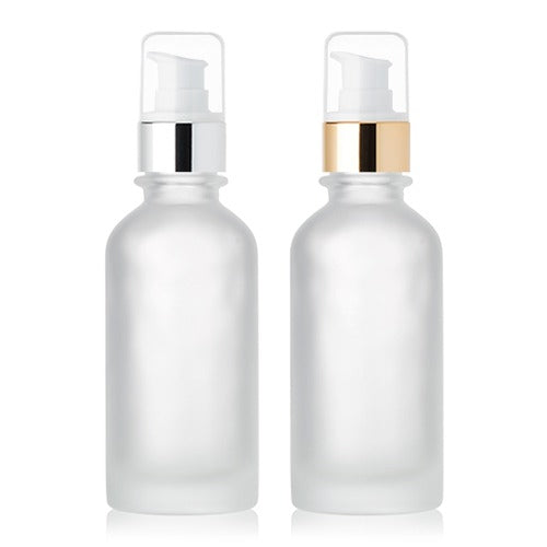L) 金冠・銀冠ガラスドロップポンプ(半透明マット) CW120ml - YOKIプラザ - 化粧品容器