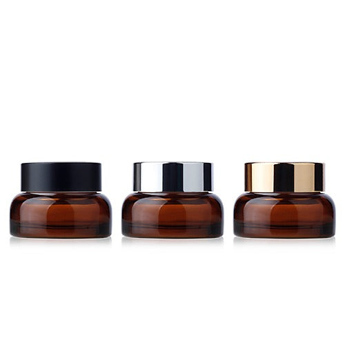 L) ガラスクリームジャー(茶色) R50g - YOKIプラザ - 化粧品容器