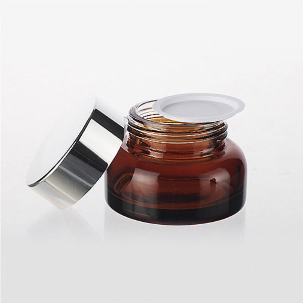 L) ガラスクリームジャー(茶色) R50g - YOKIプラザ - 化粧品容器