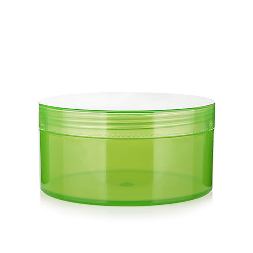 L) クリームジャー(中蓋付・緑) 平浅300g_PP - YOKIプラザ - 化粧品容器