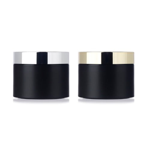 L) クリームジャー(中蓋付・黒×金銀キャップ) C100g_PP - YOKIプラザ - 化粧品容器