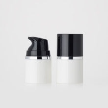 L) 真空ポンプ(黒キャップ×銀ライン) 30ml_PP - YOKIプラザ - 化粧品容器
