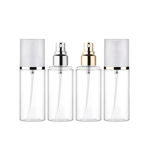 L) オーバーキャップフルメタルキャップミストスプレー(金銀ラインキャップ) OY100ml_PET - YOKIプラザ - 化粧品容器