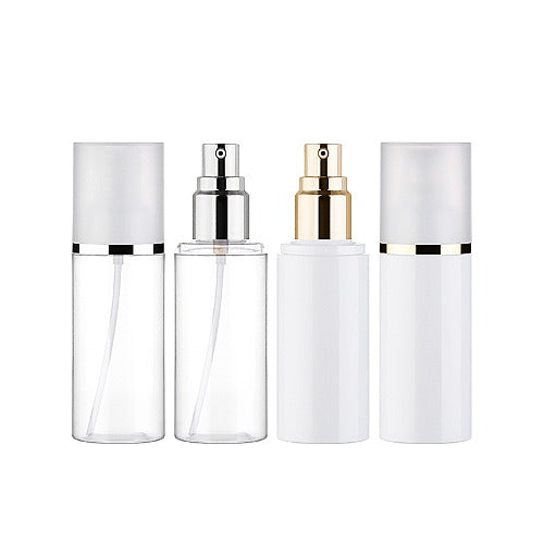 L) フルメタルオーバーキャップドロップポンプ(金銀ラインキャップ) OY100ml_PET - YOKIプラザ - 化粧品容器