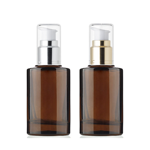 L) 金冠・銀冠ガラスドロップポンプ(茶色) CH50ml - YOKIプラザ - 化粧品容器