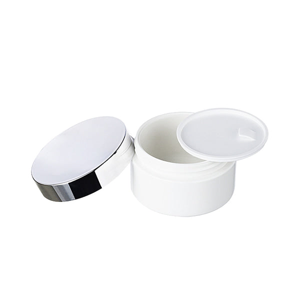 L) クリームジャー(中蓋付・白×銀キャップ) W50g_PP - YOKIプラザ - 化粧品容器