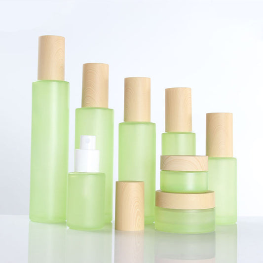 C) ガラススプレー(グリーン×木目キャップ) 120ml - YOKIプラザ - 化粧品容器
