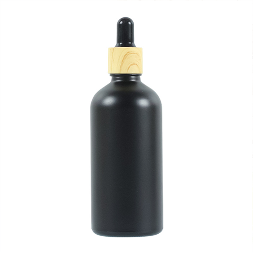 C) ガラススポイトオイル(黒×木目キャップ) 100ml - YOKIプラザ - 化粧品容器
