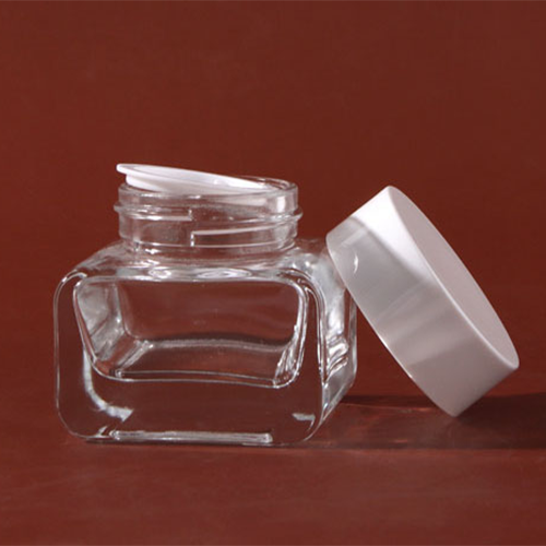 C) ガラスクリームジャー(透明・角丸平角) 50g - YOKIプラザ - 化粧品容器