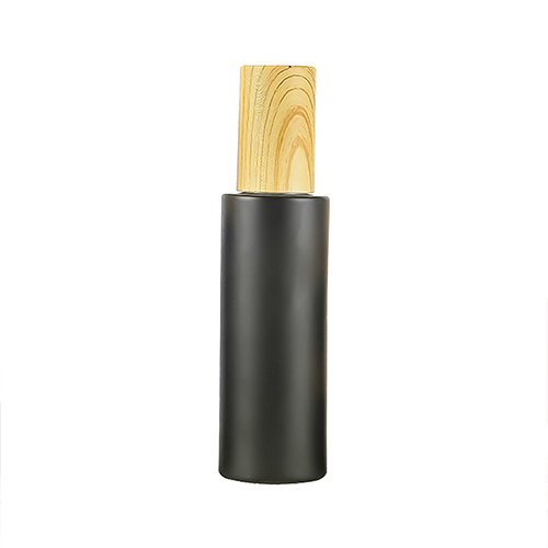 C) ガラスワンドロップポンプ(黒×木目キャップ) 80ml - YOKIプラザ - 化粧品容器