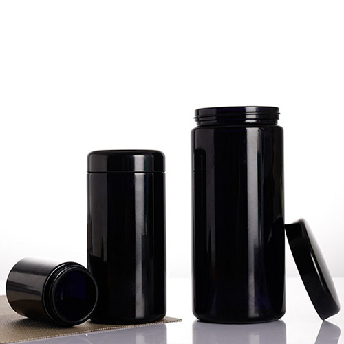 C) ガラス広口キャプボトル(黒) 1000ml - YOKIプラザ - 化粧品容器