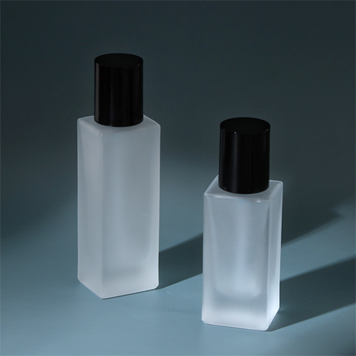 C) ガラスワンドロップポンプ(半透明・角型×丸キャップ) 120ml - YOKIプラザ - 化粧品容器