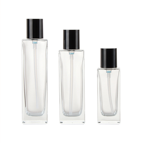 C) ガラスワンドロップポンプ(透明・平角×黒キャップ) 120ml - YOKIプラザ - 化粧品容器