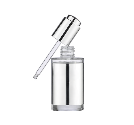 L) ガラスボタンスポイトボトル(シルバー蒸着スポイト/R) C50ml