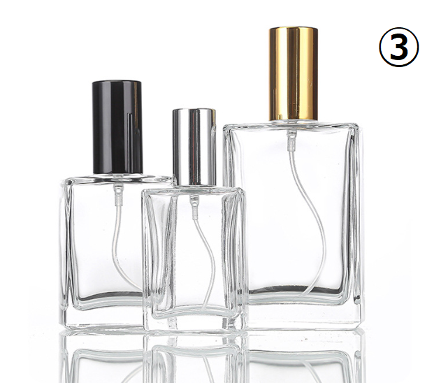 【サンプル注文】C) ガラススプレー(透明・角型スリムボトル) 50ml_計5個