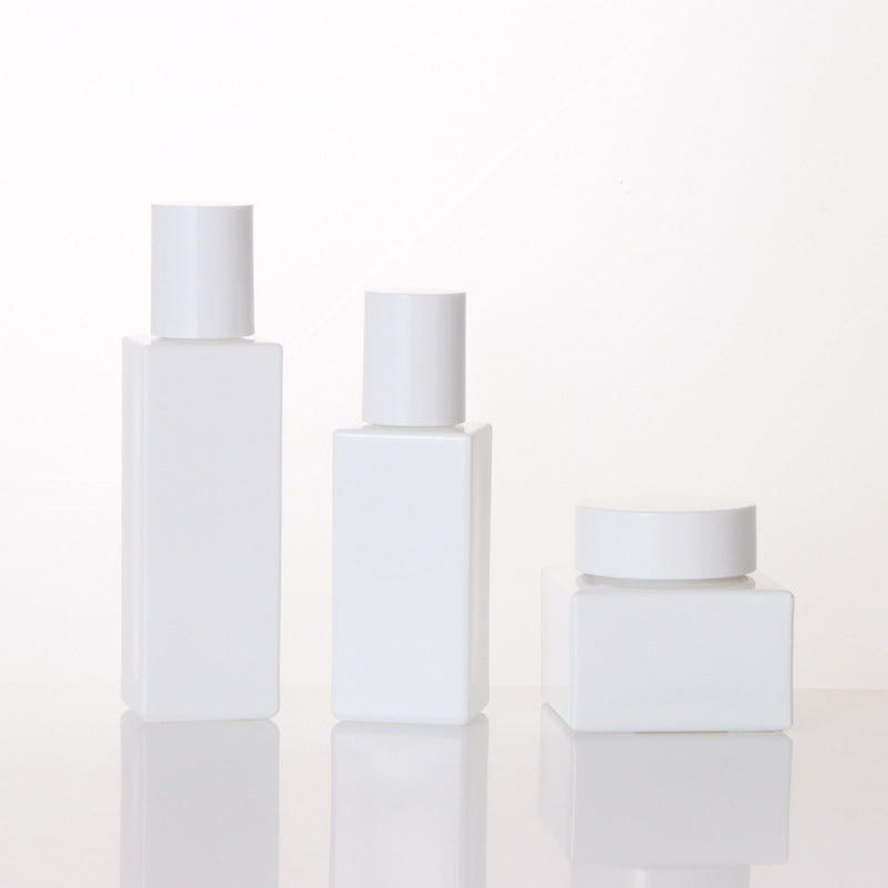 C) ガラスワンドロップポンプ(白・角型) 120ml - YOKIプラザ - 化粧品容器