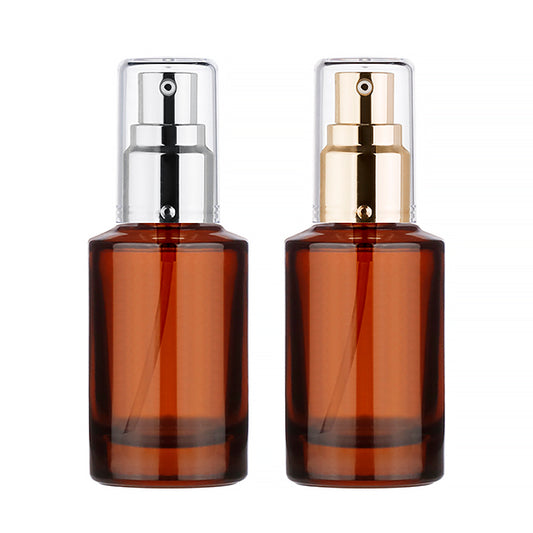 L) フルメタル ガラスドロップポンプ(茶色) CH50ml - YOKIプラザ - 化粧品容器