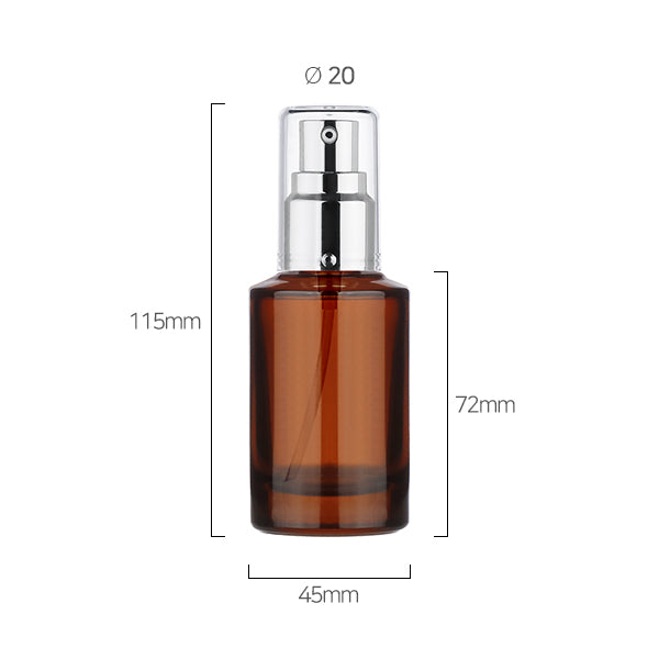 L) フルメタル ガラスドロップポンプ(茶色) CH50ml - YOKIプラザ - 化粧品容器