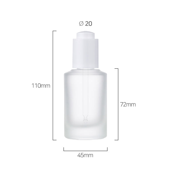 L) ガラス ボタンスポイトボトル(半透明マット) CH50ml - YOKIプラザ - 化粧品容器