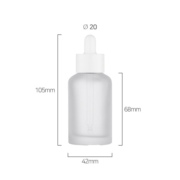 L) ガラス スポイトボトル(半透明マット×Tジャンボスポイト) CR50ml - YOKIプラザ - 化粧品容器