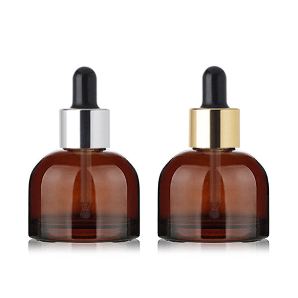 L) 金冠・銀冠ガラススポイトボトル(茶色) 30ml - YOKIプラザ - 化粧品容器