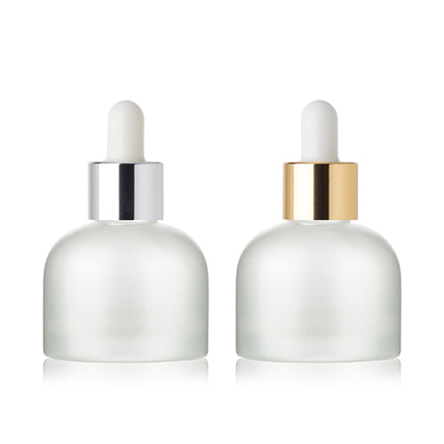 L) 金冠・銀冠ガラススポイトボトル(半透明パール) 30ml - YOKIプラザ - 化粧品容器
