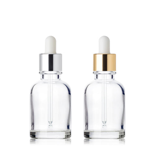 L) 金冠・銀冠ガラススポイトボトル(透明) CW30ml - YOKIプラザ - 化粧品容器