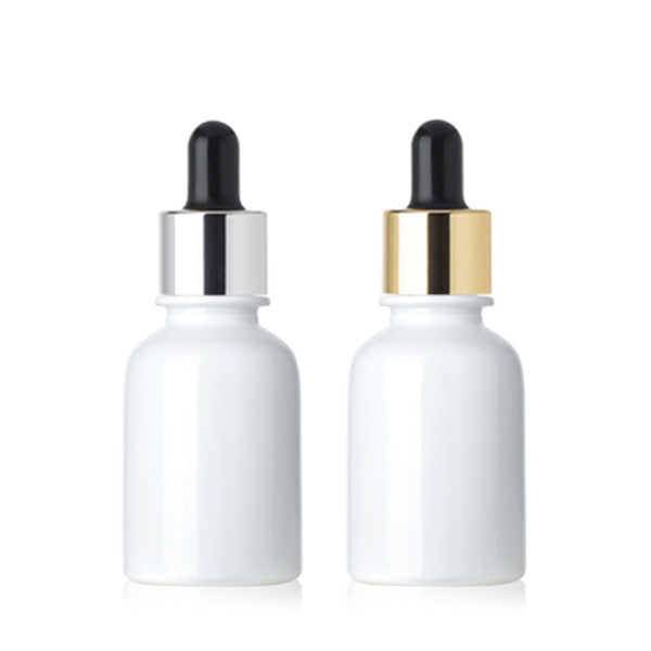 L) 金冠・銀冠ガラススポイトボトル(白) CW30ml - YOKIプラザ - 化粧品容器