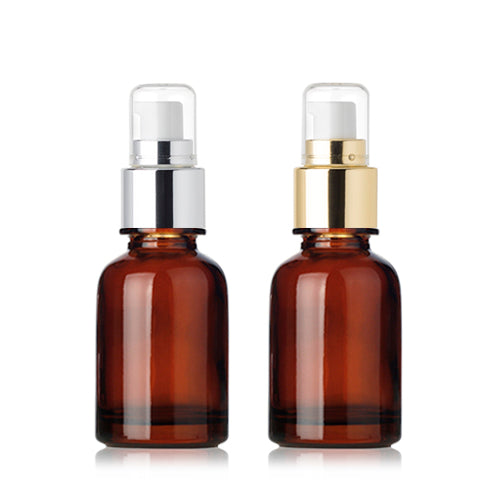 L) 金冠・銀冠オイル用ガラスポンプボトル(茶色) CW30ml - YOKIプラザ - 化粧品容器