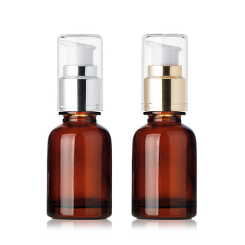 L) 金冠・銀冠ガラスドロップポンプ(茶色) CW30ml - YOKIプラザ - 化粧品容器