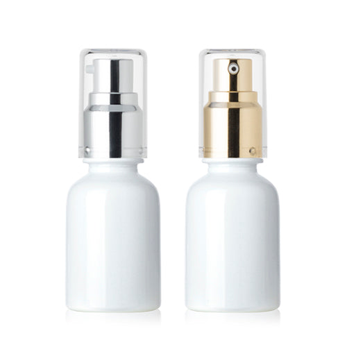 L) フルメタルガラスドロップポンプ(白) CW30ml - YOKIプラザ - 化粧品容器