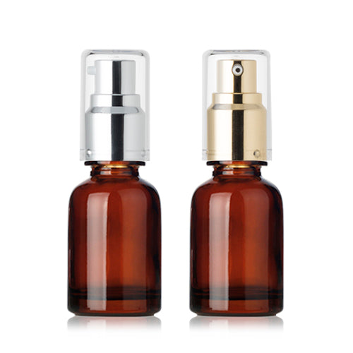 L) フルメタルガラスドロップポンプ(茶色) CW30ml - YOKIプラザ - 化粧品容器