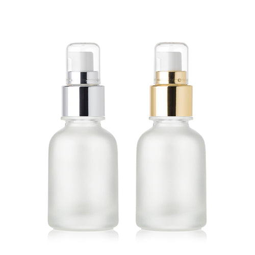 L) 金冠・銀冠オイル用ガラスポンプボトル(半透明パール) CW30ml - YOKIプラザ - 化粧品容器