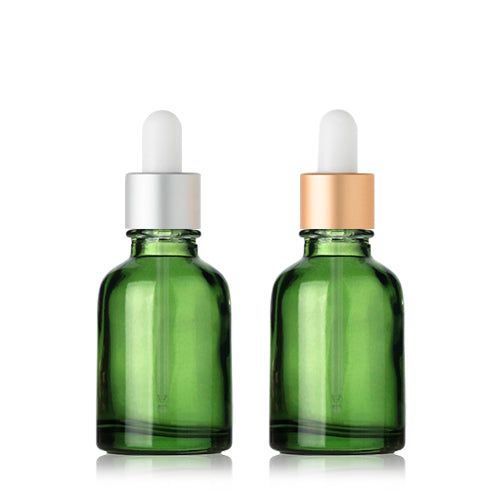 L) 金冠・銀冠ガラススポイトボトル(緑×マット金銀) CW30ml - YOKIプラザ - 化粧品容器