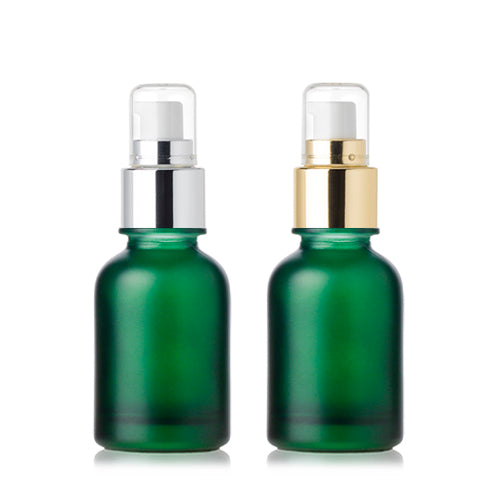 L) 金冠・銀冠オイル用ガラスポンプボトル(緑) CW30ml - YOKIプラザ - 化粧品容器